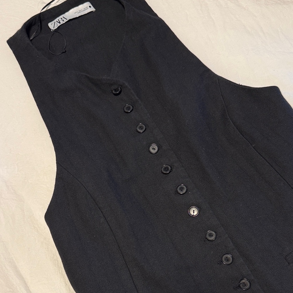 Zara Charcoal Sleeveless Buttoned Vest